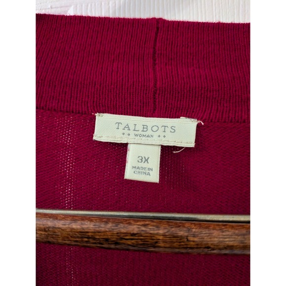 Talbots Woman Berry Pink Open Front Cardigan Sweater Plus Size 3X Magenta Knit - Picture 2 of 10